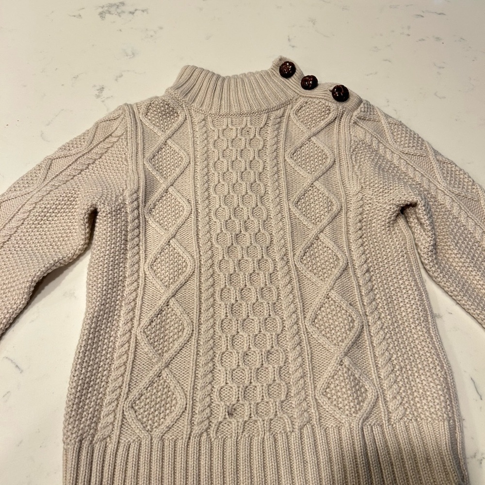 Jacadi Cream Cable Knit Turtleneck Sweater - Picture 4 of 7